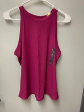 NWT All In Motion Bright Pink Ribbed Racerback Tank Top Size L