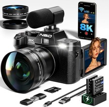 Digital Camera 8K 64MP 16X 3'' Vlogging Camera AutoFocus for YouTube with WiFi