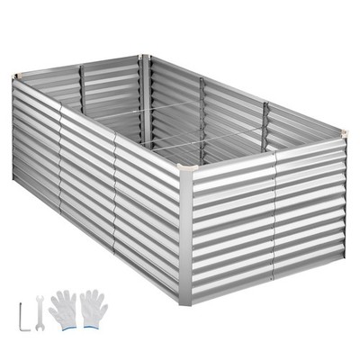 Uimoso Galvanized Metal Raised Garden Bed 8 x 4 x 3 ft Rectangular Planter Box