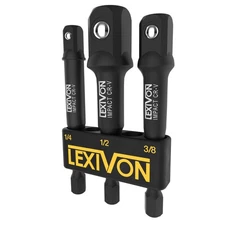 LEXIVON Impact Grade Socket Adapter Set, 3 Extension Bit With Holder | 3-Piec...