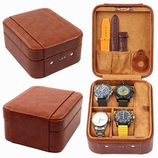 New Watch PU Leather Case Combination Lock - 4 Watch Storage Watch Travel Case