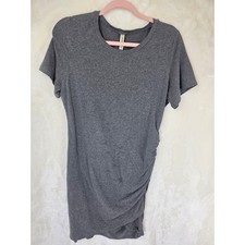 GreceRelle Womens XL Charcoal Grey Ruched Side Short Sleeve T-Shirt Mini Dress