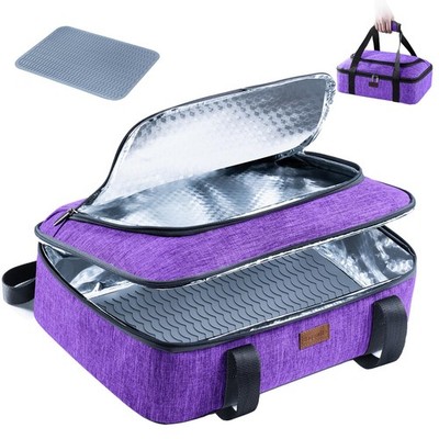 Insulated Casserole Carrier for Hot or Cold Food with Heat-resistant Mat, Cas...