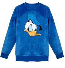 Disney Donald Duck Blue Pullover Sweatshirt 100 Polyester Size S Kids