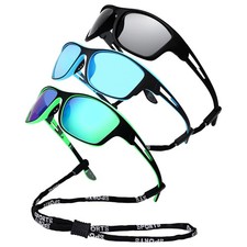 2-3PCS UV400 Youth Sunglasses Adjustable Strap Soft Nose Pad Bike Beach Gradient