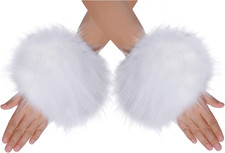 Tongcloud Women'S Faux Fur Wrist Cuffs Wrist Warmers Faux Fur Arm Cuffs Winter W