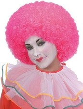 Funky Curly Pink Clown Wig Disco Fro Hippie 70s afro Cutie Pie Circus Rave Party