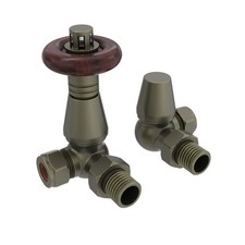 Traditional Antique Design TRV Thermostatic Brass Corner Radiator Valves Pair