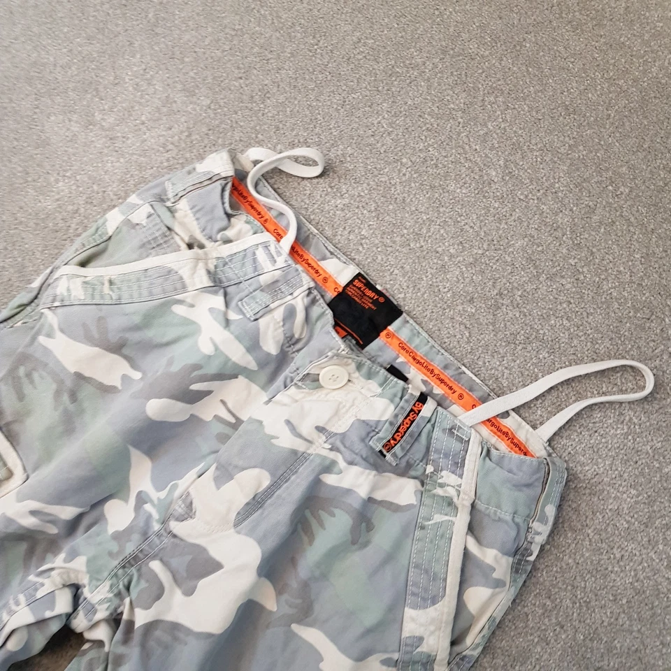 Shorts masculino Superdry 30 azul camuflado carga leve utilitário exército de combate militar W30 - Imagem 2 de 4