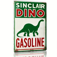 Vintage Sinclair Dino Gasoline Tin Sign - 8x12 Inch Retro Tin Metal Signs