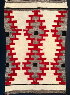 HISTORIC NAVAJO RUG CLASSIC RR TRACKS DESIGN NATIVE HANDSPUN WOOL GOOD C1940 NR!