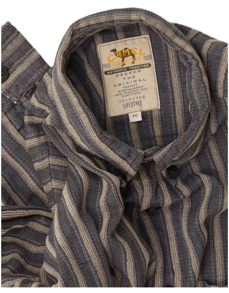 CAMEL Mens Flannel Shirt Medium Blue Striped CM05 - Image 3 of 3