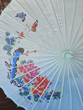 Vintage Parasol Umbrella Bamboo Chinese Traditional Waterproof Fabric Floral New