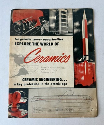 Vintage 1950s Ceramic Engineering Career Booklet Atomic Age Aircraft Rocket Ship