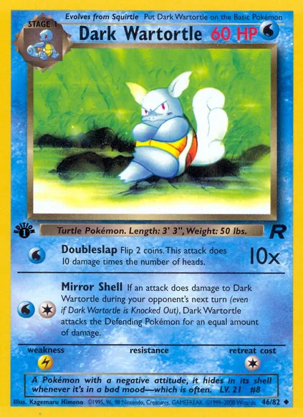 Dark Wartortle - 46/82 - Pokemon Team Rocket 1st Edition Card NM