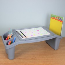 Kids Lap Desk Tray Multipurpose Activity Table Desk Laptop With Slots Home Grey