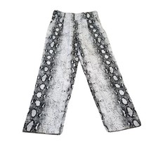 Women Size Large High Rise Dress Pants Pockets Belt Loops Zipper Snakeskin Print