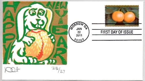 #4492 CHINESE LUNAR NEW YEAR OF THE RABBIT, CURTIS BLOCK PRINT ARTWORK FDC