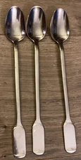 Rogers Co Stainless Korea 3 Ice Tea Spoons Flat Square Bottom Handle Shiny  EUC