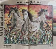 Collection D Art  Printed needlepoint canvas Canvas Only 50x60 Horses