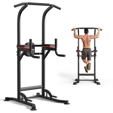 Pull Up Bar Power Tower Dip Bar Pull Up Stand Dip Station Multi-Function Work...