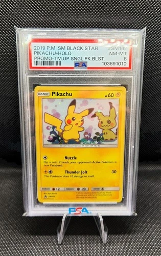 PSA 8 2019 Pokémon Sun & Moon Team Up Pikachu Blister Black Star Promo SM162