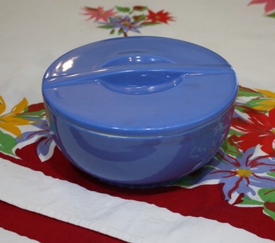 Vintage Hall Art Deco covered refrig bowl w/ lid made for Montgomery Ward, 1950s