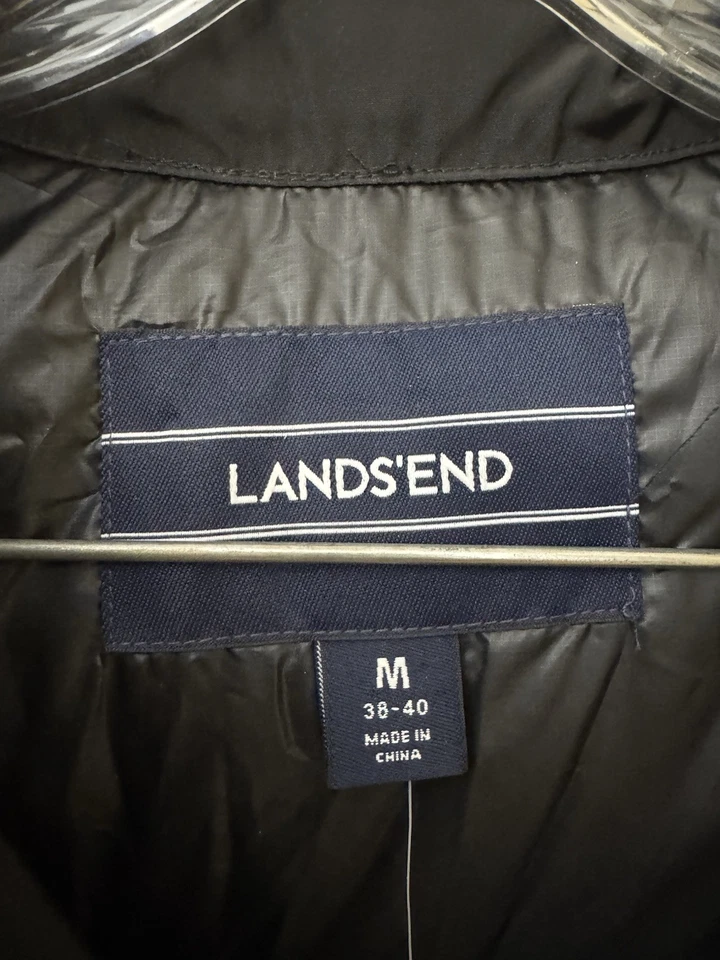 Lands’ End Med 38-40 Black Down Vest Silver Premium Down 600 Fill Hyper Dry New - Image 2 of 4
