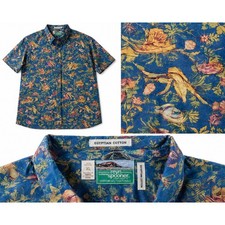 Reyn Spooner Hawaiian Shirt XL Blue Underwater Reef Fish Print Egyptian Cotton
