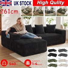 Jumbo Cord L-Shaped Corner Sofa Bed 4-Seater Modular Lounge Sofa with Storage UK