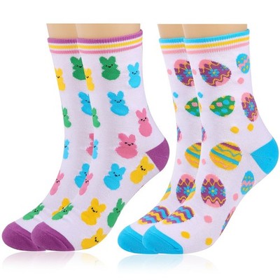 2 Pairs Easter Socks, Novelty Bunny Socks Rabbit Sock with Bunny Eggs Design,...