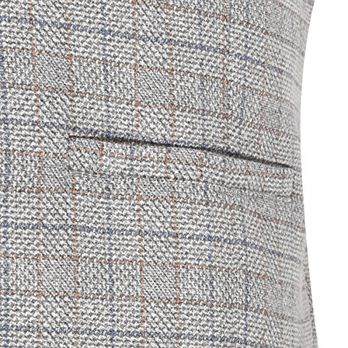 Men's V-Neck Suit Vest Casual Slim Fit Dress 6 Button Waistcoat Large Beige - Picture 4 of 6