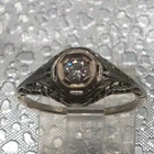 14K GOLD ANTIQUE ART DECO DIAMOND ENGAGEMENT RING FILIGREE SOLITAIRE JEWELRY