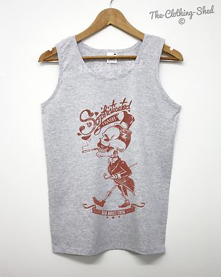 EDLES TRASH VEST VINTAGE GRAPHIC TANK TOP SKULL RETRO FULL PRINTED