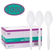 Disposable Plastic Cutlery in Bulk, Medium Weight  White Tea Spoons 1000 Pack