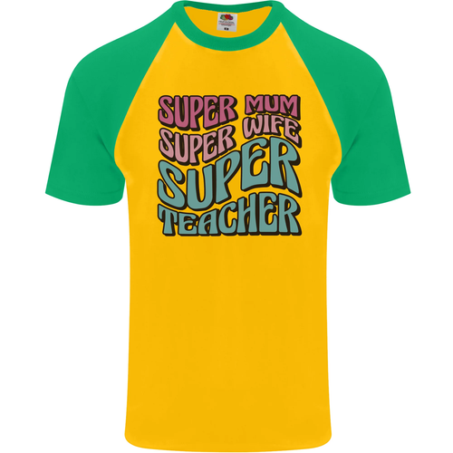Super Mum Wife Teacher Mens S/S Baseball T-Shirt - Picture 17 of 39