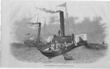 Stampa antica Nave Goliath Telegrafo sottomarino Xilografia 1850