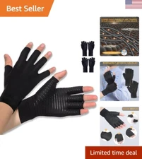 High Copper Compression Gloves for Pain Relief and Joint Support - 2 Pairs M