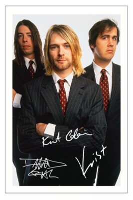 NIRVANA Group Signed Autograph PHOTO Fan Gift Print Kurt Cobain Grohl ...