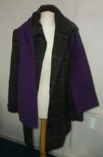 Autonomy Ladies Winter Coat In Grey & Purple Check W/ Matching Scarf Bnwt Sz 10