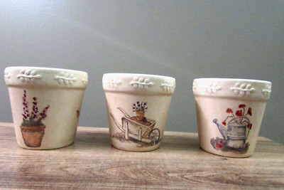 3 lot SONOMA SUMMER FIELDS flower plant planters-ceramic-NEW
