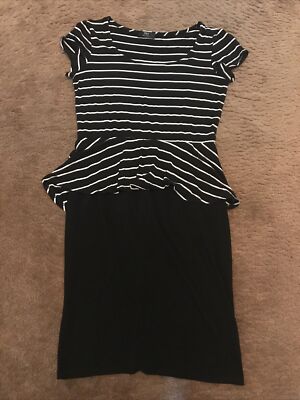 Womens JBS Petite Size 6 Black And White Tripped Flare Dress Sexy Cute Chic  | eBay