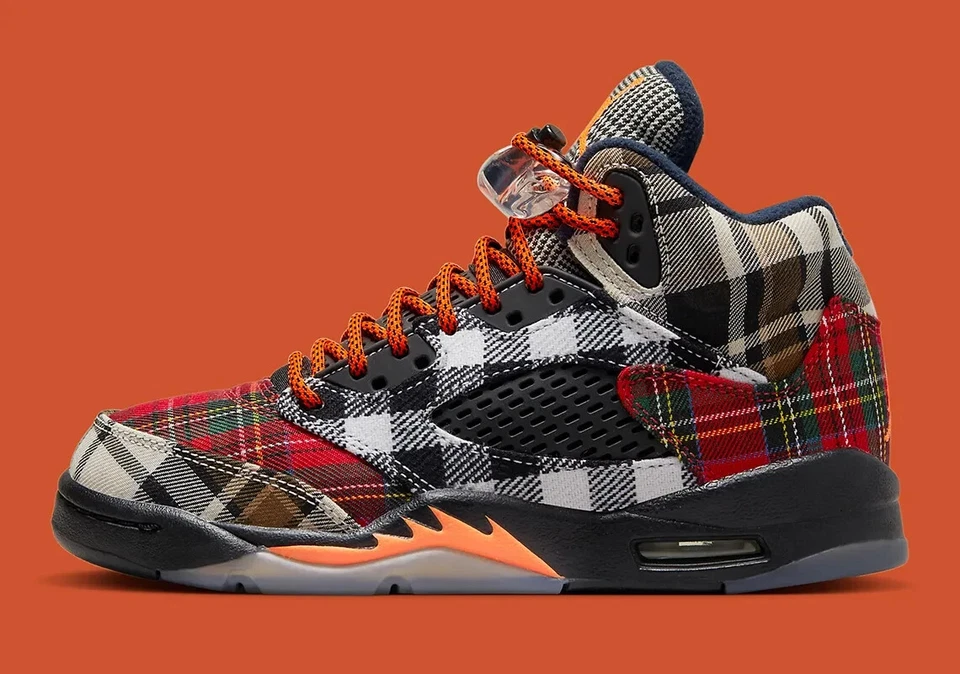 Nike Air Jordan 5 Retro PLD (GS) Shoes "Plaid" Black FD4814-008 Multi Sizes NEW - Image 3 of 4