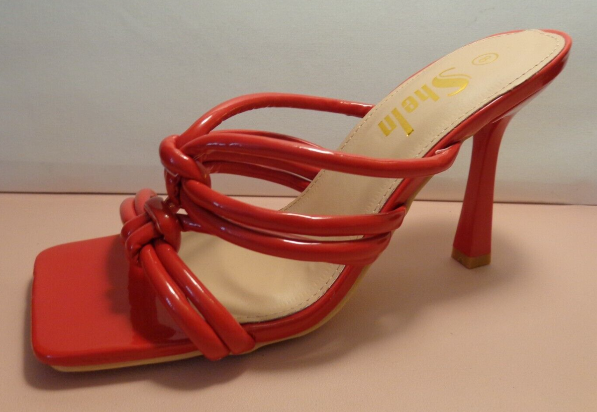 SheIn💗Super Cute Red Patent Leather Look Slide 4