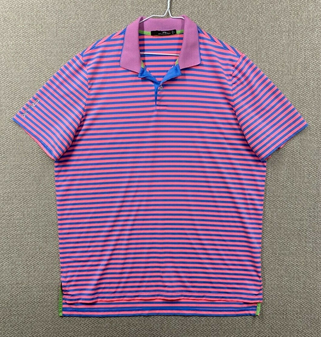 Ralph Lauren Polo Mens RLX Golf Shirt Large Stretch Pink & Blue
