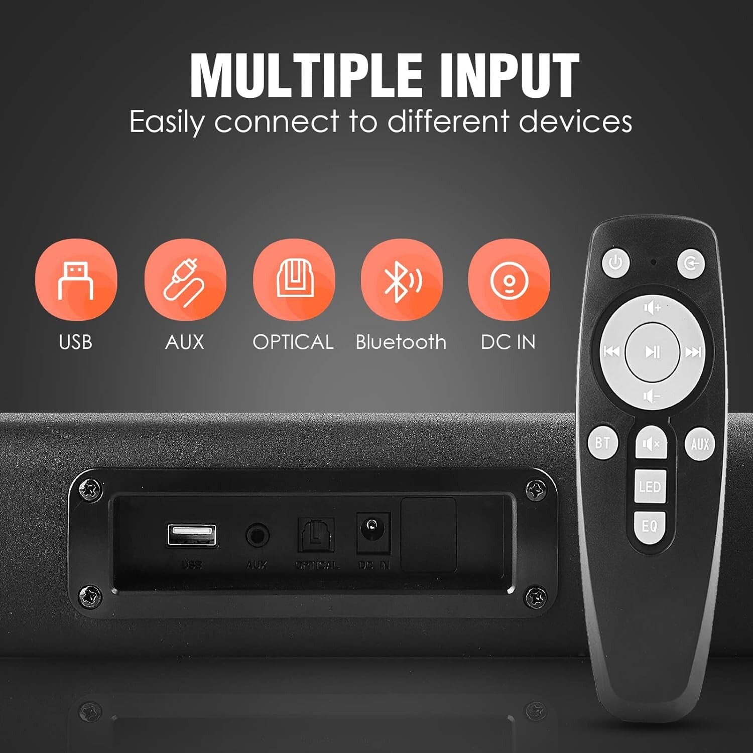 Small Sound Bars TV, AUEEDS 50W 16Inch Ultra Slim Mini Surround