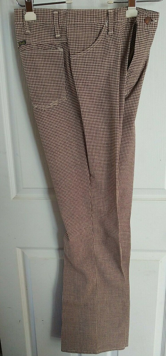 Wrangler Vintage Houndstooth Plaid Pants 31x34 Brown USA