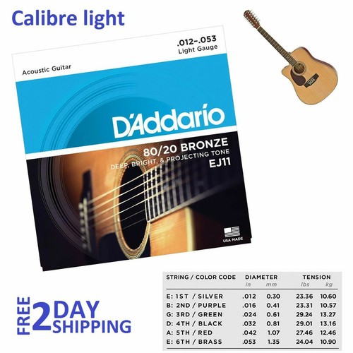 Cuerdas De Guitarra Acustica De Bronce 80/20 Oro Calibre Light Docelera  Juego | eBay