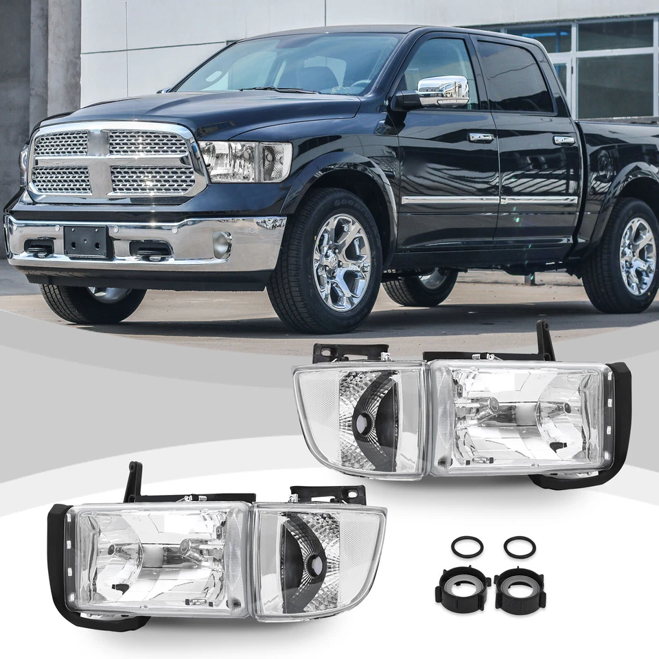 Clear Corner Chrome Headlights Assembly Fit For 94-02 Dodge Ram 1500 2500 3500 - Изображение 2 из 4
