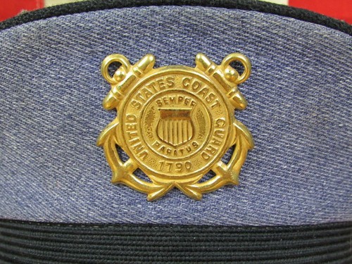 Vintage 1970s US Coast Guard Military Uniform Hat Visor Cap w/ Badge 6 7/8 - 7 - Picture 4 of 10